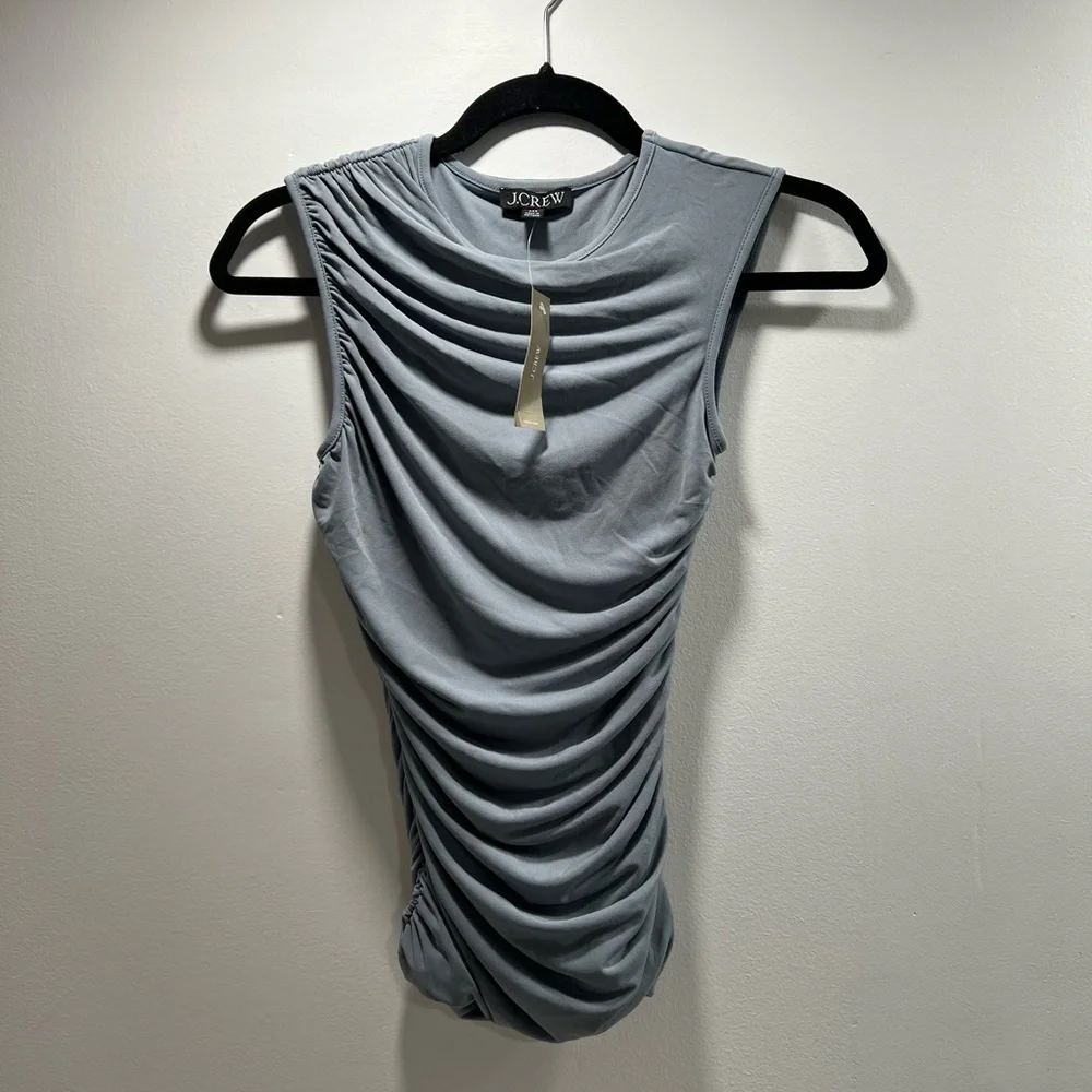 J.Crew Light Slate Ruched Sleeveless Shell - Picture 2 of 7